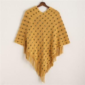 Poncho Femme Moutarde