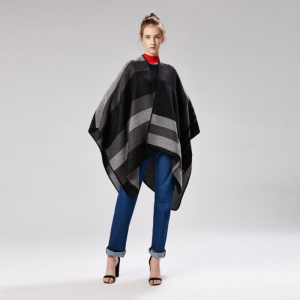 Poncho Femme Noir et Gris