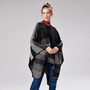 Poncho Femme Noir et Gris