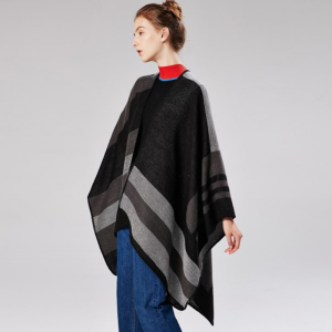 Poncho Femme Noir et Gris