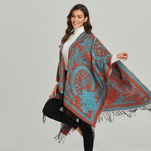 Poncho Femme à Franges - Paisley