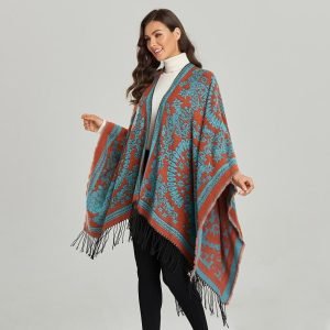 Poncho Femme à Franges - Paisley