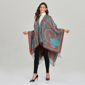 Poncho Femme à Franges - Paisley