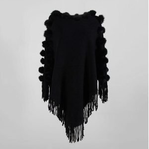 Poncho Femme Pompon - 6 coloris