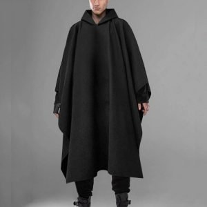 Poncho Long Noir pour Homme