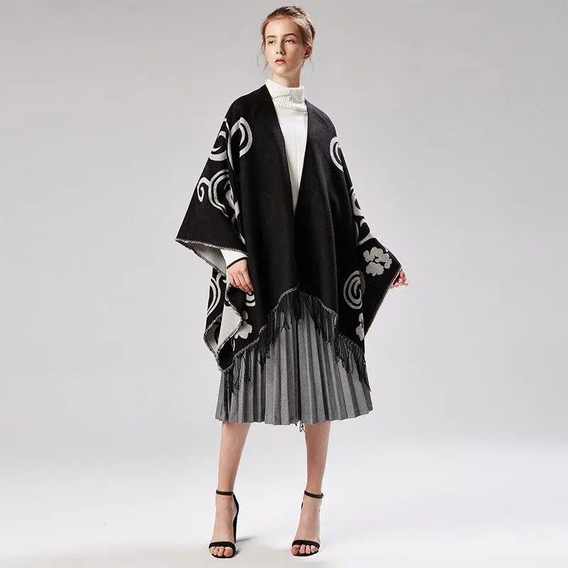 Poncho Femme Cupio Noir - Taille L - Neuf Avec étiquettes - Pullover Grand Modèle