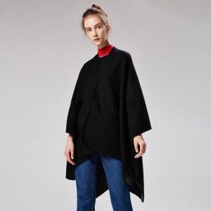 Cape Poncho Noir Femme