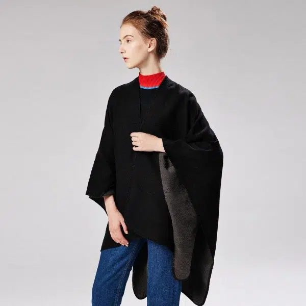 Cape Poncho Noir Femme