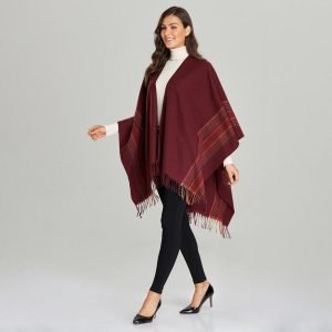 Poncho Bordeaux Femme