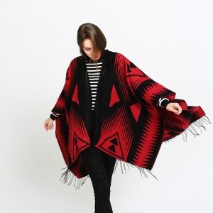 Poncho Femme Rouge et Noir