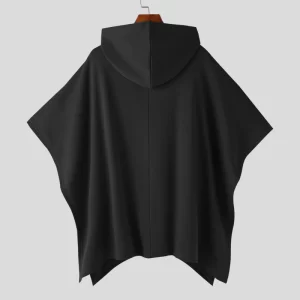 Poncho Noir Homme Capuche