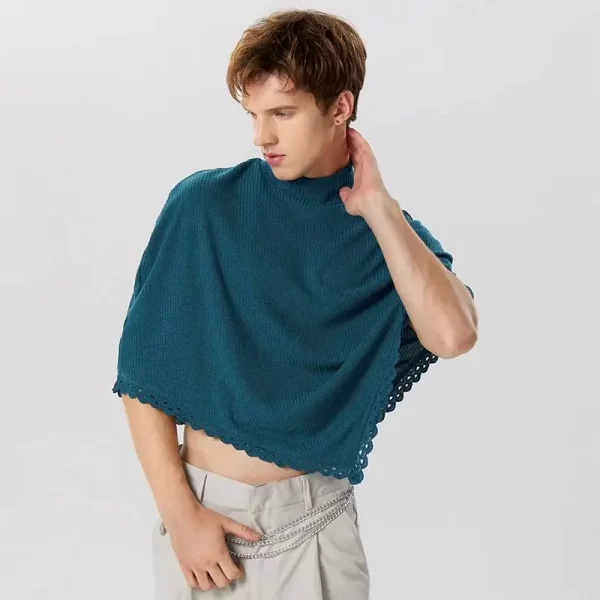 Poncho Court pour Homme - Bleu