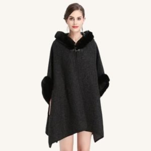 Cape Fourrure Noire Femme