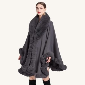 Cape Grise Fourrure Femme