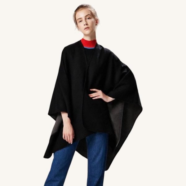 Cape Poncho Noir Femme