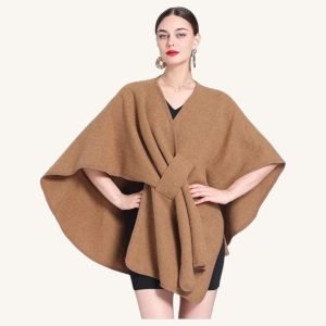 Poncho Châle Croisé - Marron