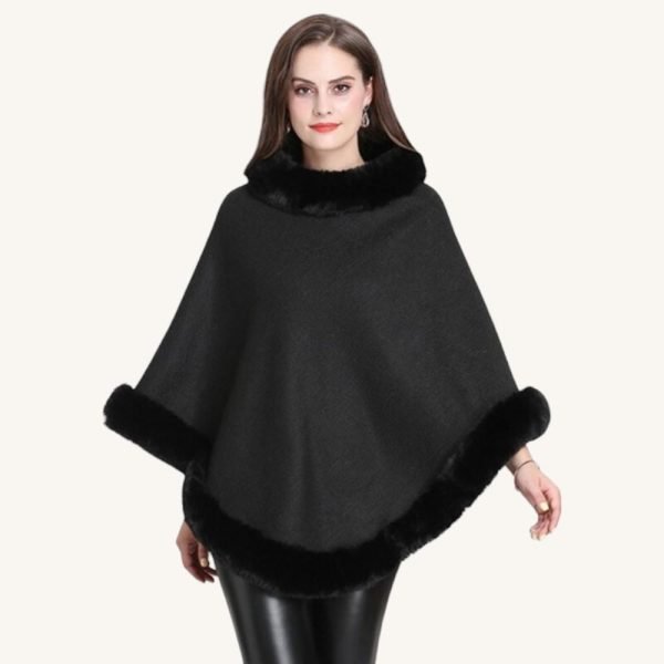 Poncho Femme Col Fourrure - 4 coloris