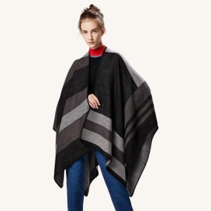 Poncho Femme Noir et Gris