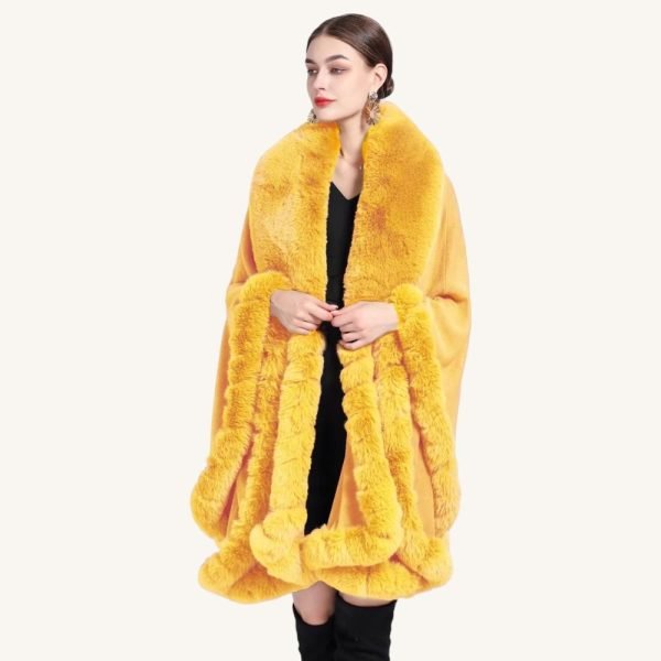 Poncho Fourrure Jaune