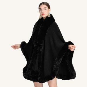 Poncho Fourrure Noir