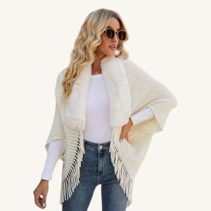 Poncho Fourrure avec Franges