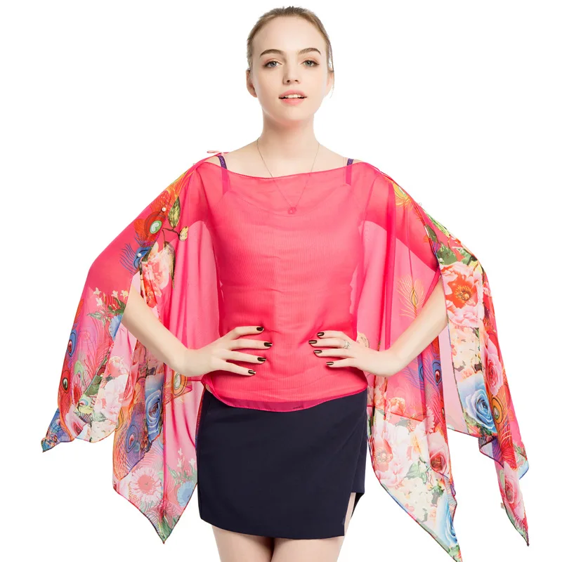 Poncho d'Été Rose Fleurie