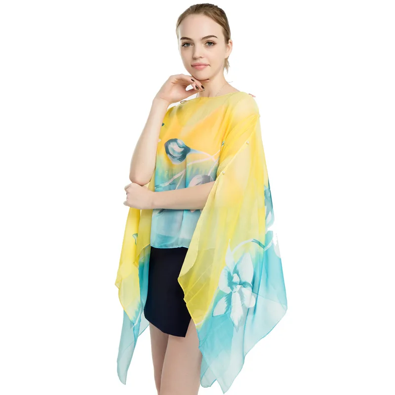 Tunique Poncho Été Jaune et Bleu