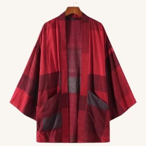 Trench Poncho à Carreaux Rouge