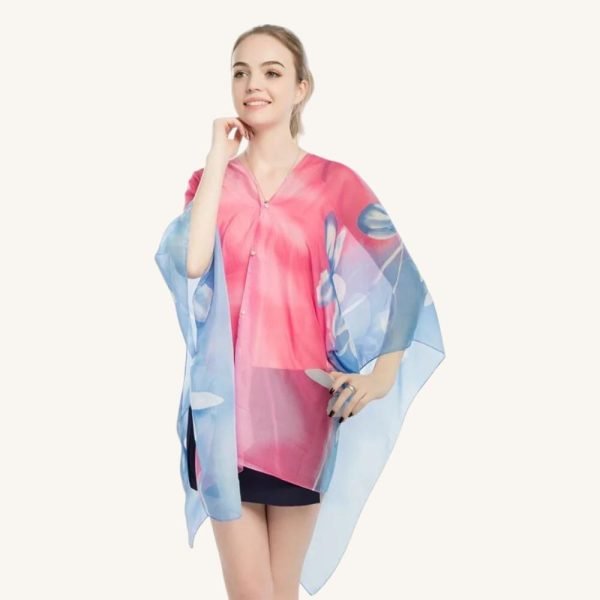 Tunique Poncho Été Rose et Bleu