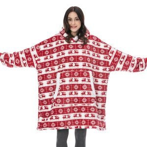 Plaid Poncho Capuche de Noël - Rouge