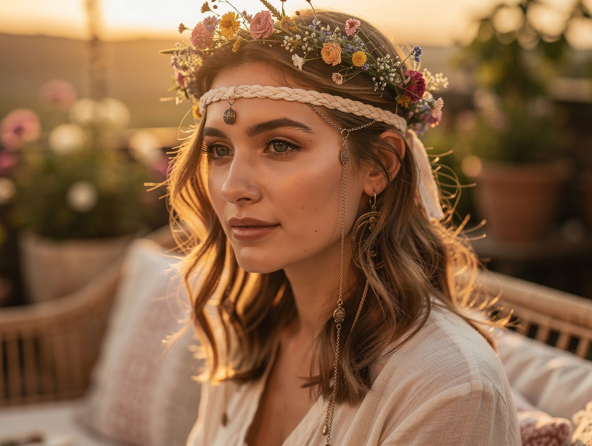 Les incontournables : headband, couronne de fleurs et bijoux de cheveux – accessoire cheveux boheme
