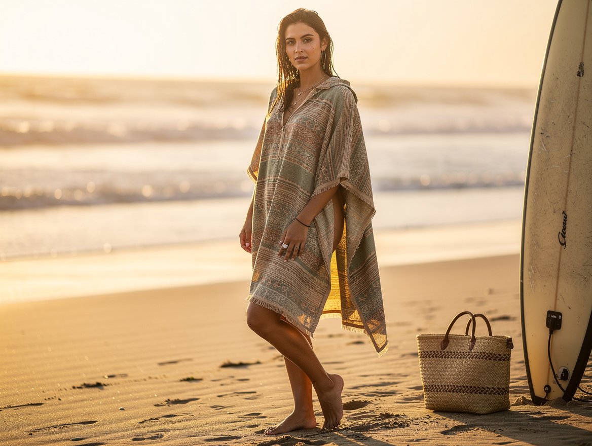 Poncho de plage et poncho surf femme : confort, matière et séchage rapide – poncho femme