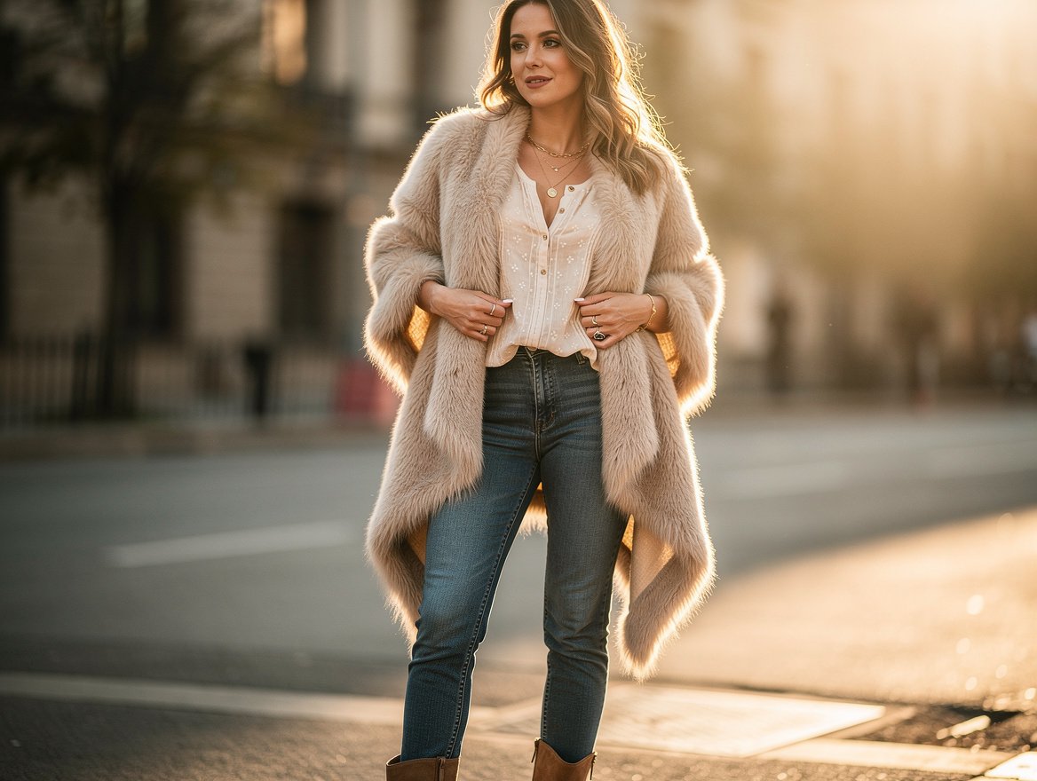 Comment porter un poncho fourrure femme : 5 associations qui fonctionnent vraiment