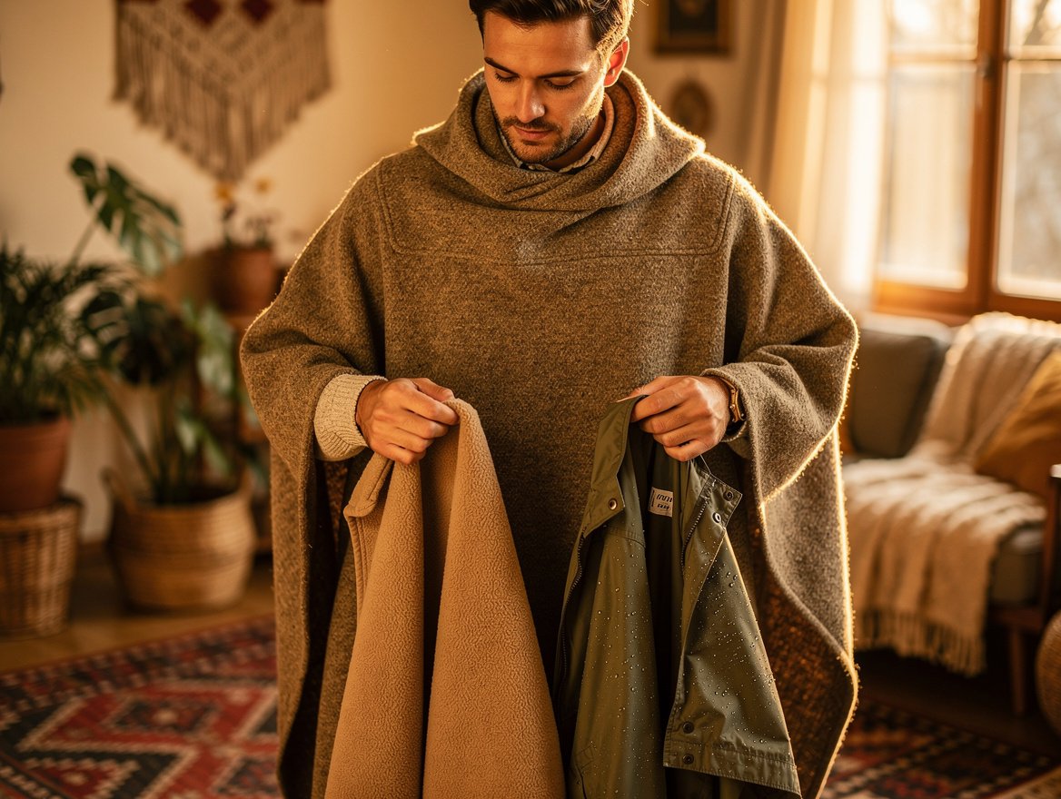 Laine, polaire ou imperméable : quelle matière choisir pour son poncho homme ?